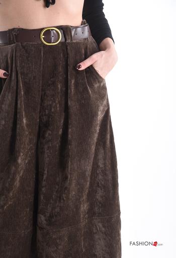 Samt wide leg Hose mit Gürtel mit gummizug mit Taschen - ph 4