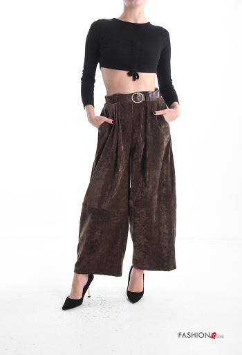 Samt wide leg Hose mit Gürtel mit gummizug mit Taschen - ph 5
