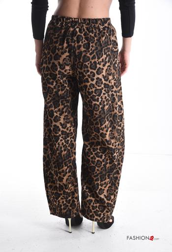 Animal print wide leg Trousers with pockets with elastic - ph 2