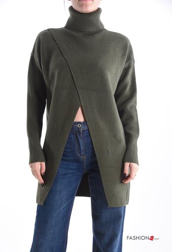 Maglione maniche lunghe a collo alto con spacco - ph 1