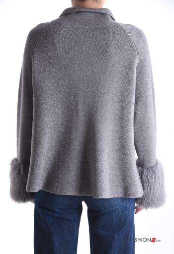 faux fur with collar Cardigan with buttons - ph 2