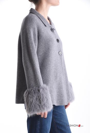 faux fur with collar Cardigan with buttons - ph 3