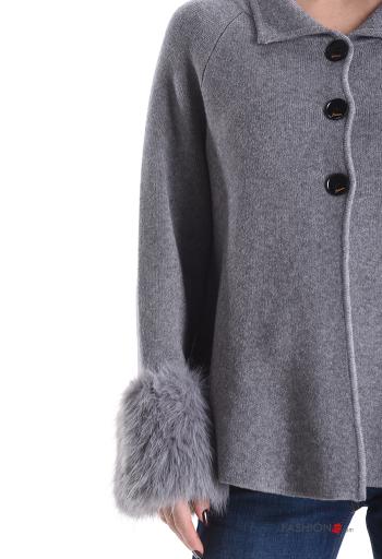 faux fur with collar Cardigan with buttons - ph 4