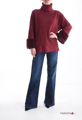 Maglione pelliccia sintetica maniche lunghe a collo alto - ph 5