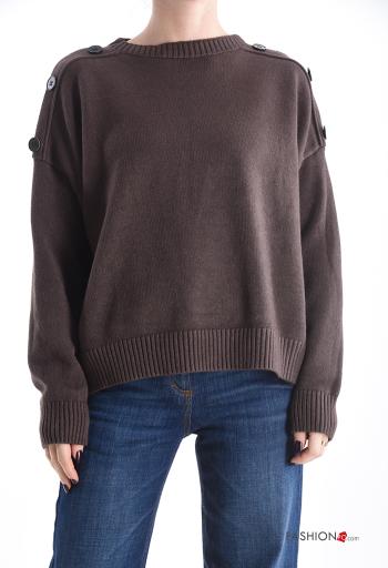 Maglione maniche lunghe girocollo con bottoni