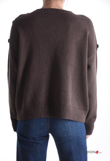 Maglione maniche lunghe girocollo con bottoni - ph 2