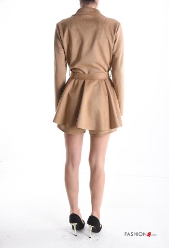 long sleeve with collar Dress with buttons with fabric belt - ph 2