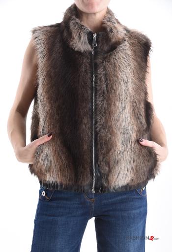 Veston fourrure synthétique avec fermeture éclair avec doublure avec poches - ph 1