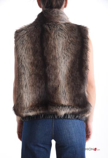 Veston fourrure synthétique avec fermeture éclair avec doublure avec poches - ph 2