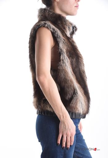 Veston fourrure synthétique avec fermeture éclair avec doublure avec poches - ph 3