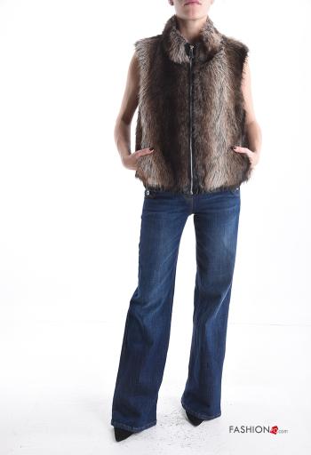 Veston fourrure synthétique avec fermeture éclair avec doublure avec poches - ph 5