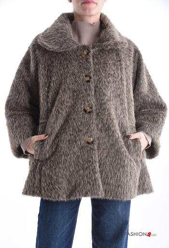 lange ärmel mit kragen Mantel mit Knöpfen mit Futter mit Taschen