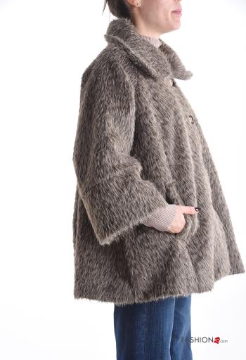 lange ärmel mit kragen Mantel mit Knöpfen mit Futter mit Taschen - ph 3