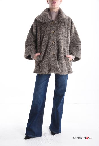 lange ärmel mit kragen Mantel mit Knöpfen mit Futter mit Taschen - ph 5