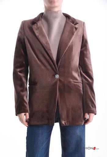 Samt lange ärmel Blazer mit Strasssteinen mit Futter