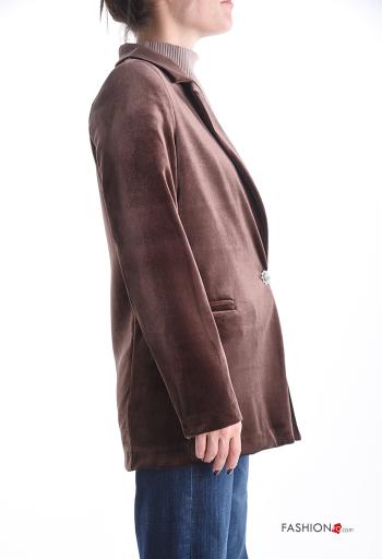 Samt lange ärmel Blazer mit Strasssteinen mit Futter - ph 3