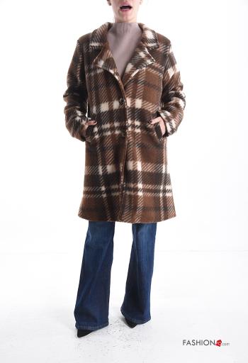 Cappotto maniche lunghe Fantasia tartan con fodera con bottoni con tasche - ph 1