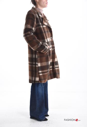 Cappotto maniche lunghe Fantasia tartan con fodera con bottoni con tasche - ph 3