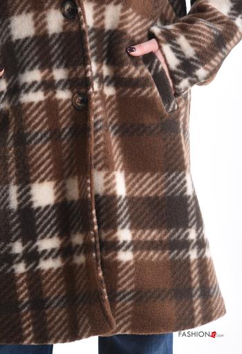 Cappotto maniche lunghe Fantasia tartan con fodera con bottoni con tasche - ph 4