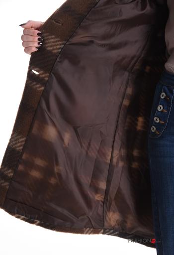 Cappotto maniche lunghe Fantasia tartan con fodera con bottoni con tasche - ph 5