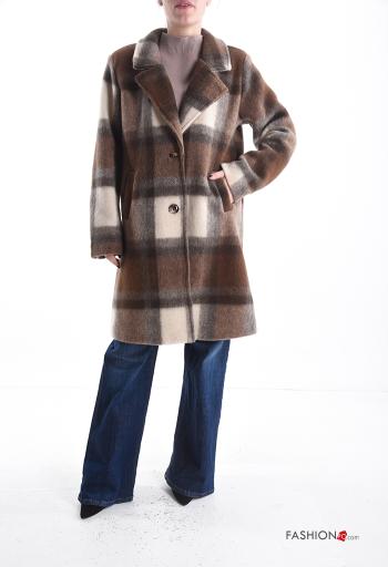 Casaco Padrão Tartan com botões com bolsos com forro - ph 1