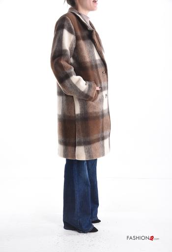 Casaco Padrão Tartan com botões com bolsos com forro - ph 3