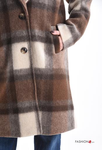 Casaco Padrão Tartan com botões com bolsos com forro - ph 4