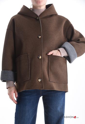 Coat with buttons with hood with pockets - ph 1
