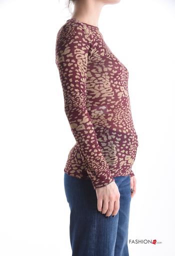 Maglietta a manica lunga in Misto Cashmere Fantasia animalier - ph 3