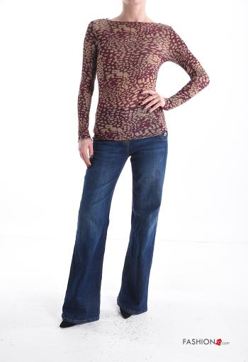 Maglietta a manica lunga in Misto Cashmere Fantasia animalier - ph 5