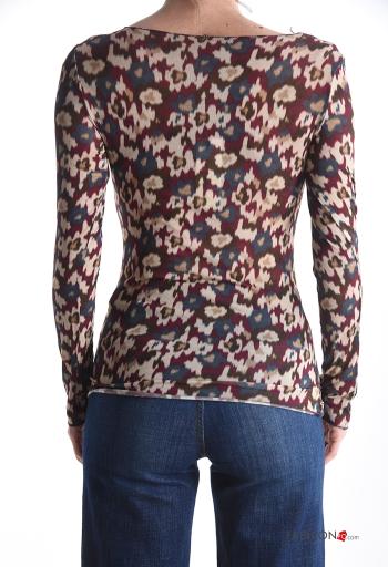 Maglietta a manica lunga in Misto Cashmere Fantasia astratta - ph 2