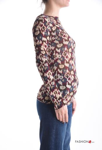 Maglietta a manica lunga in Misto Cashmere Fantasia astratta - ph 3