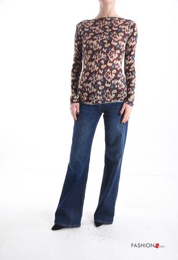 Maglietta a manica lunga in Misto Cashmere Fantasia astratta - ph 5