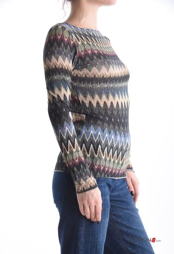 Maglietta a manica lunga in Misto Cashmere Fantasia geometrica - ph 3