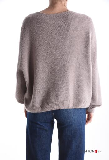 lange ärmel u-boot ausschnitt Strickpullover aus Wollmischung - ph 2