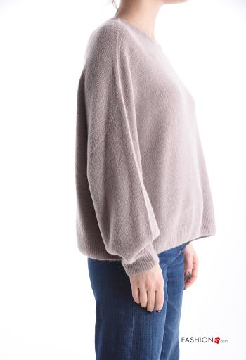 lange ärmel u-boot ausschnitt Strickpullover aus Wollmischung - ph 3