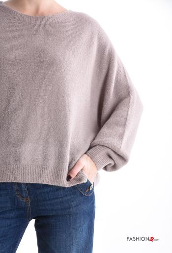 lange ärmel u-boot ausschnitt Strickpullover aus Wollmischung - ph 4