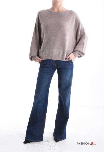 lange ärmel u-boot ausschnitt Strickpullover aus Wollmischung - ph 5