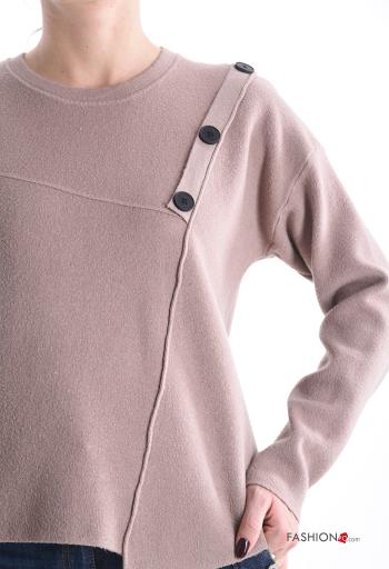 lange ärmel u-boot ausschnitt asymmetrisch Strickpullover mit Knöpfen - ph 4