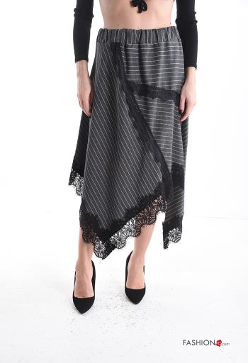 Gonna pizzo asimmetrico Fantasia righe con elastico