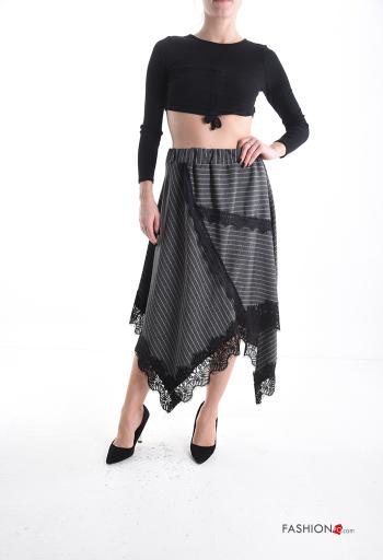 Gonna pizzo asimmetrico Fantasia righe con elastico - ph 5