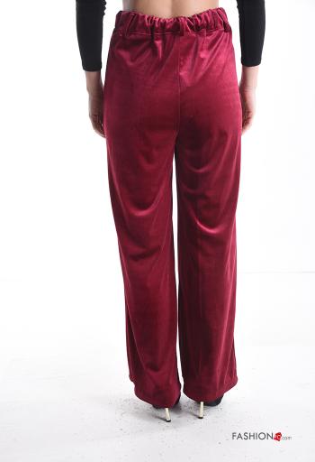 Velvet wide leg Trousers with pockets with rhinestones - ph 2