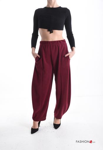 Calças wide leg com bolsos com elástico - ph 5