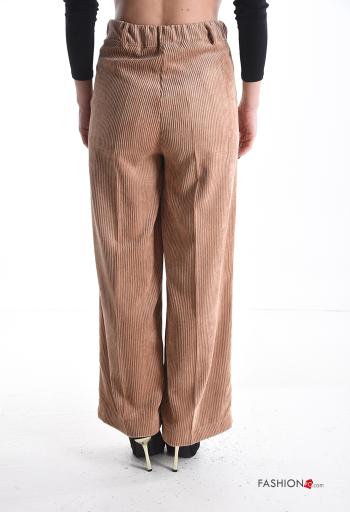 Velvet Ribbed Trousers with buttons with zip with pockets - ph 2
