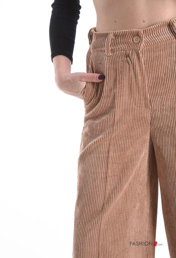 Velvet Ribbed Trousers with buttons with zip with pockets - ph 4