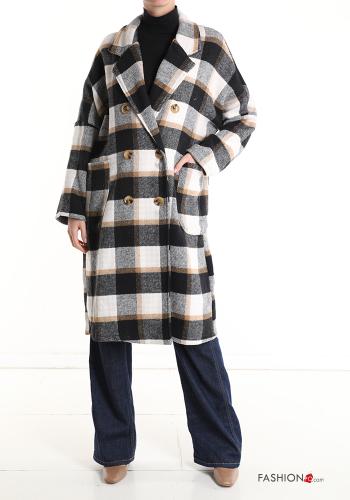 Manteau en Coton croisé Imprimé vichy avec poches sans doublure - ph 1