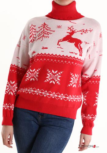 Maglione Fantasia natalizia a collo alto