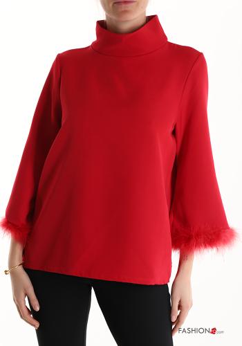 Bluse Rollkragen- mit federn - ph 1