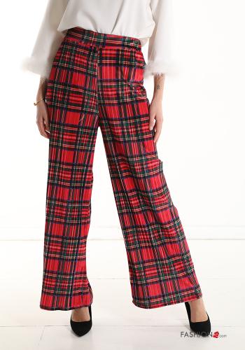 Tartan-Muster wide leg Hose mit gummizug - ph 1