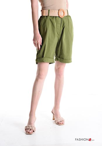 Cotton Bermuda with belt with elastic with pockets - ph 1
